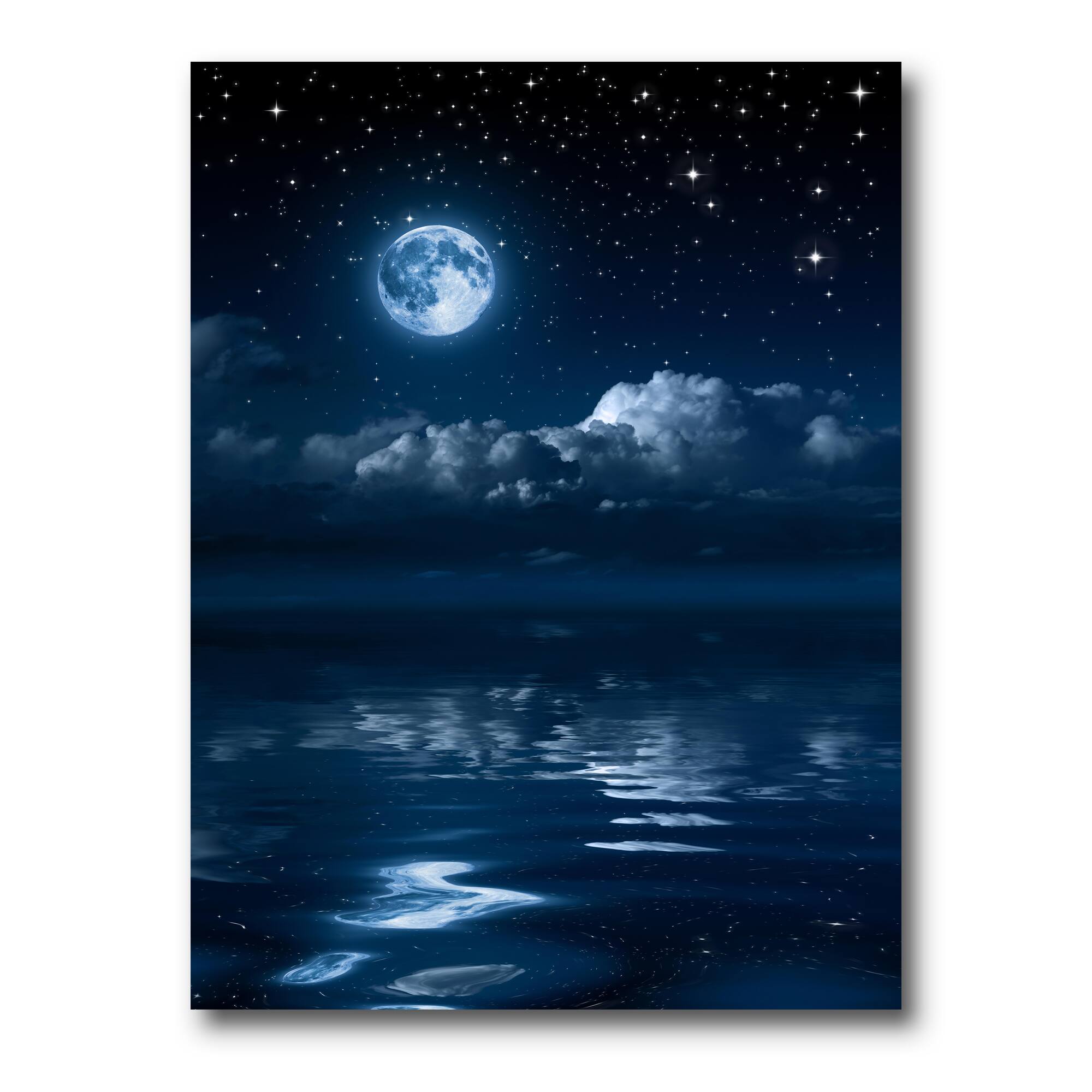 Designart - Full Moon in Cloudy Night Sky I